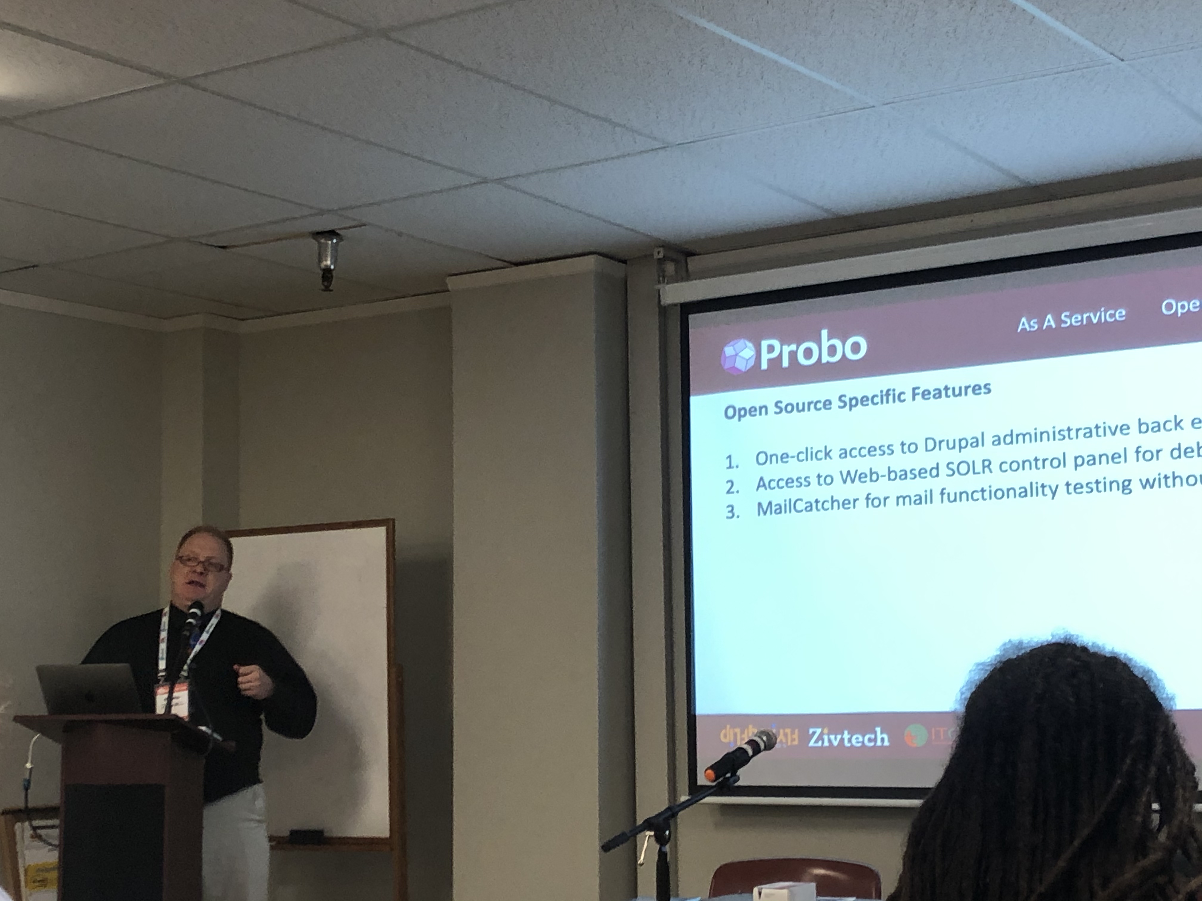 Mike giving a presentation about Probo CI