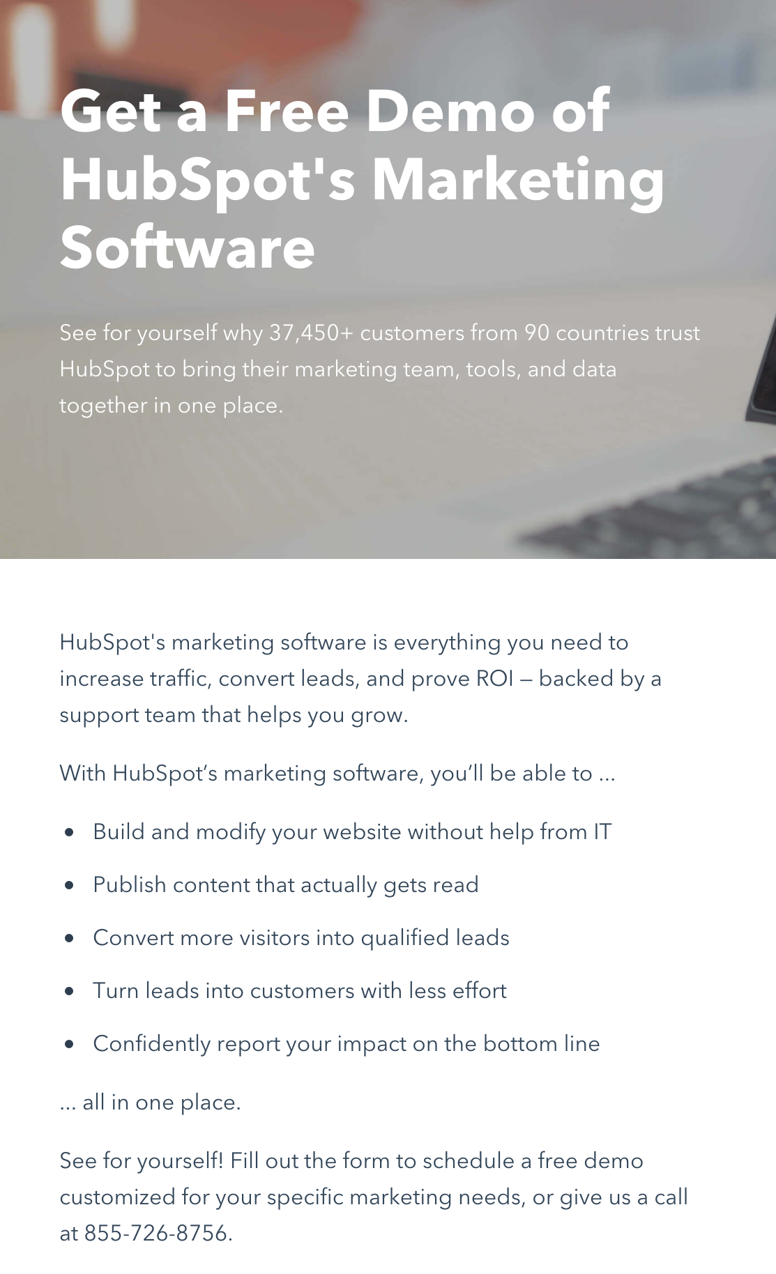 Hubspot landing page