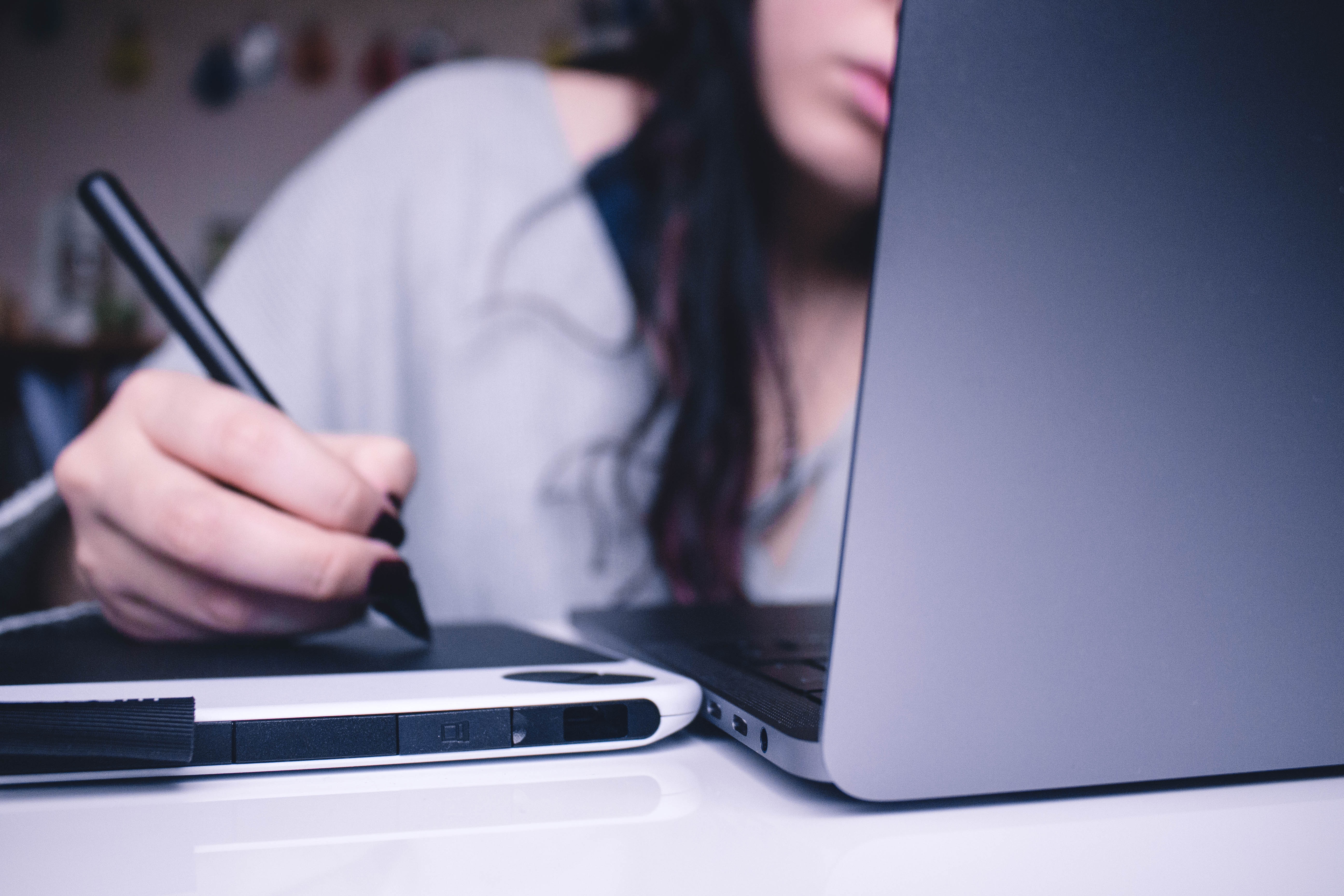 Woman using laptop