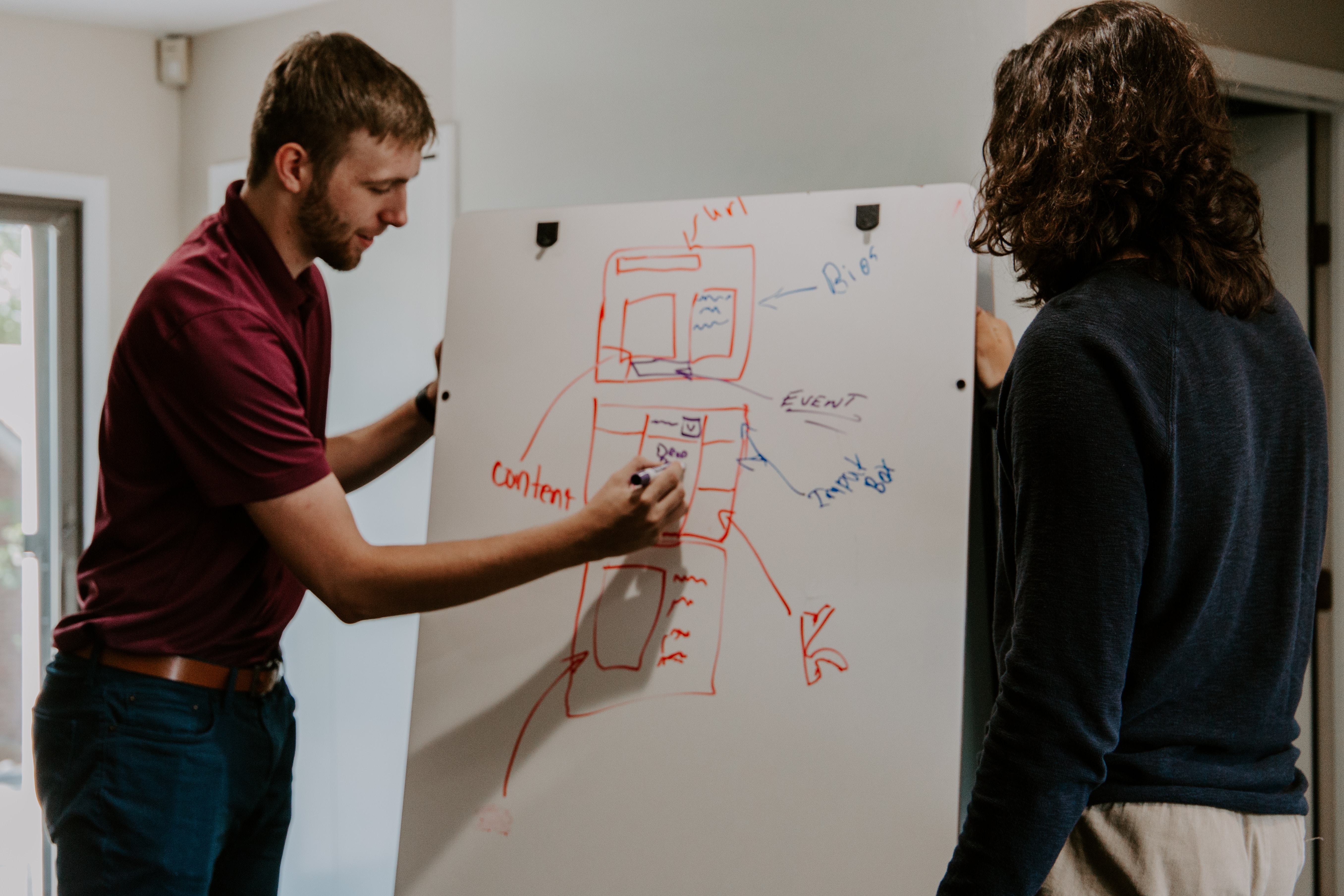 Man drawing on white board Man drawing on white board