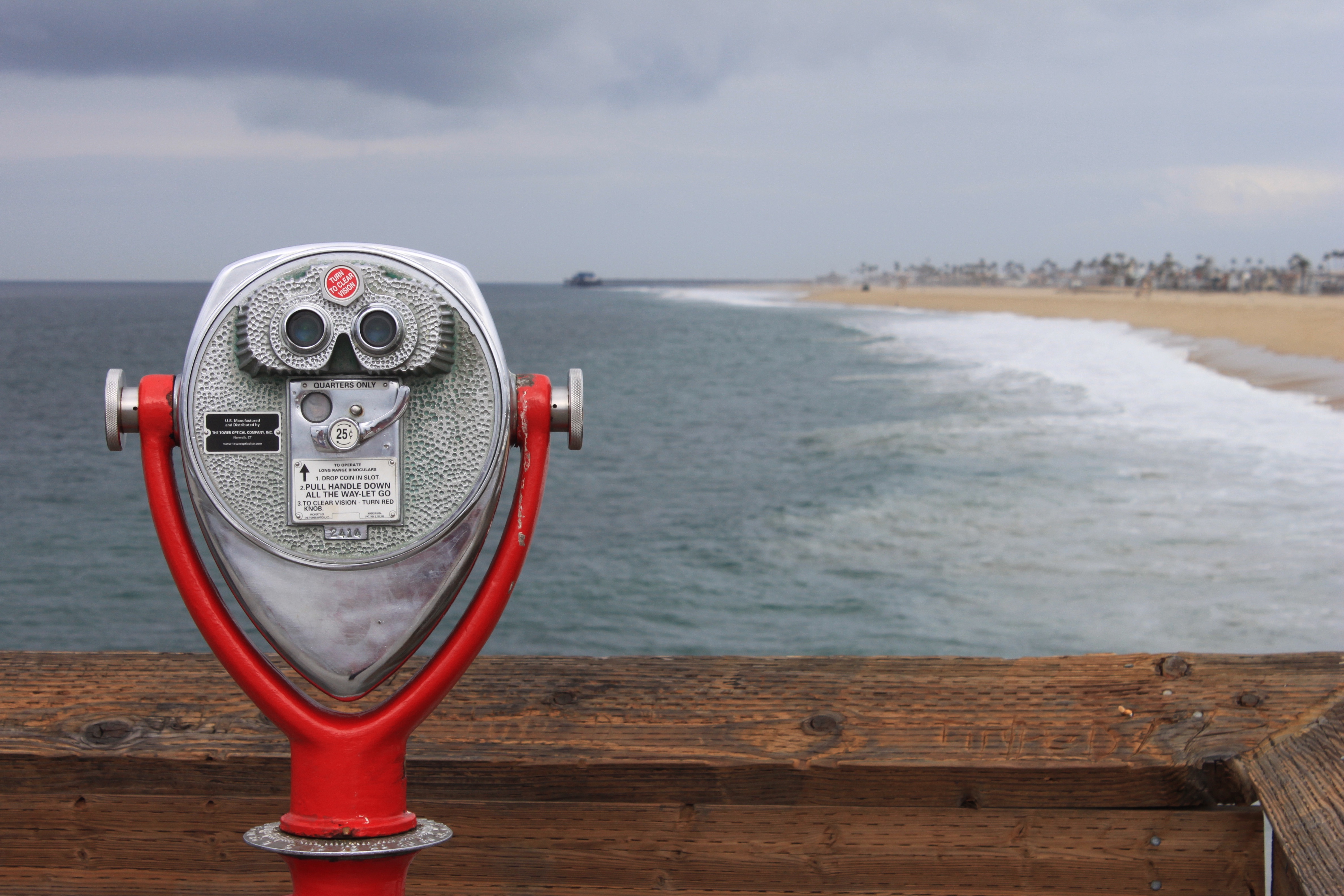 Telescope overlooking a beach