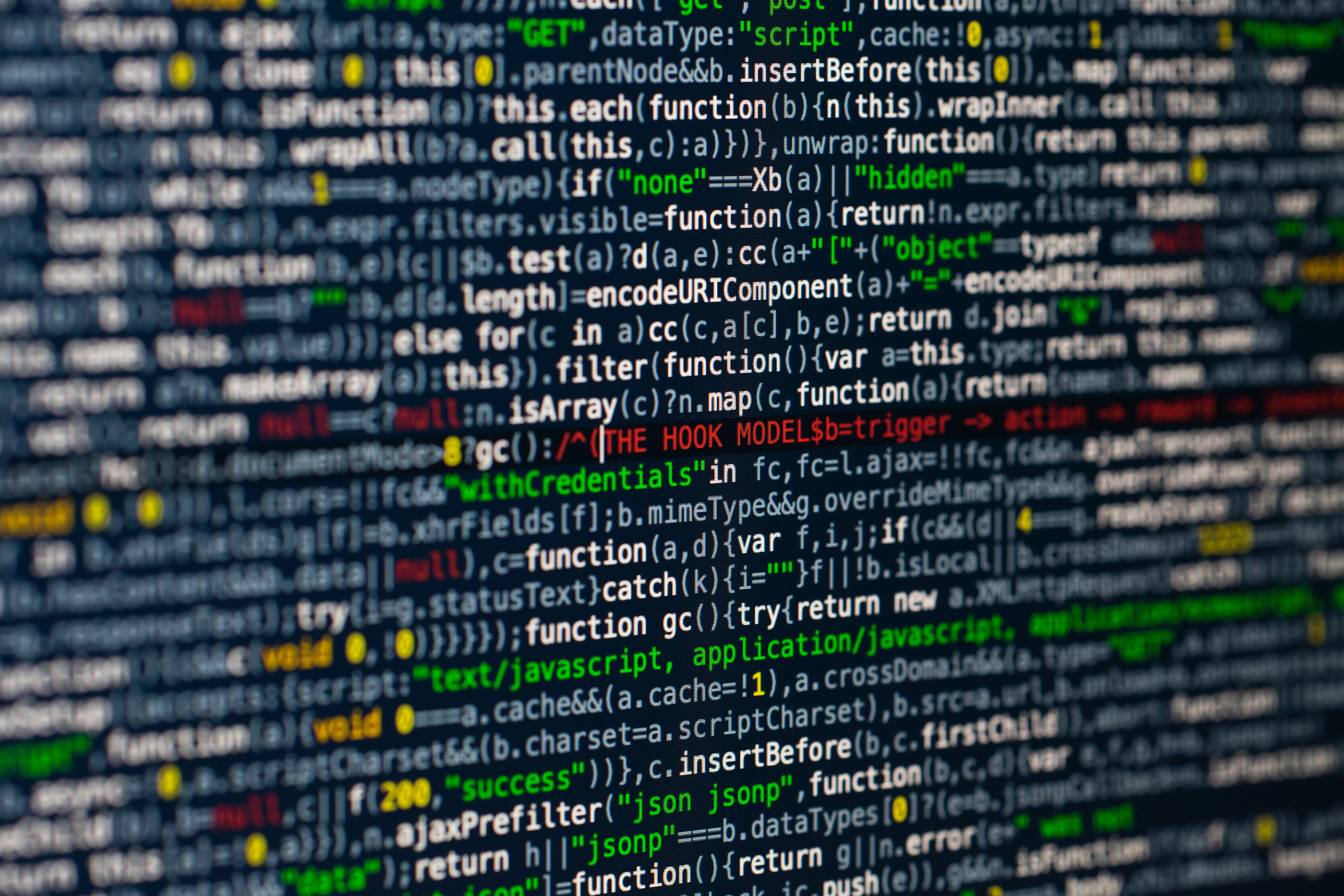 Computer screen with code