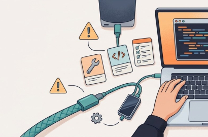 Developer toolkit with Claude Code helper hooks connected to a terminal.