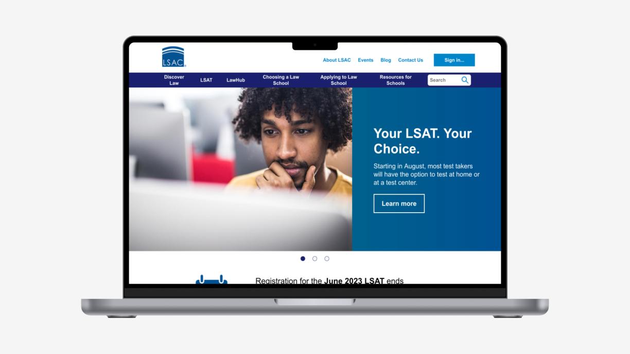 LSAC website on a laptop